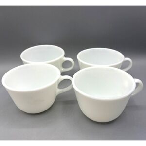 Vtg Pyrex Solid White Milk Glass Cups Mug Bowl Set of‎ 4 Microwave Safe
